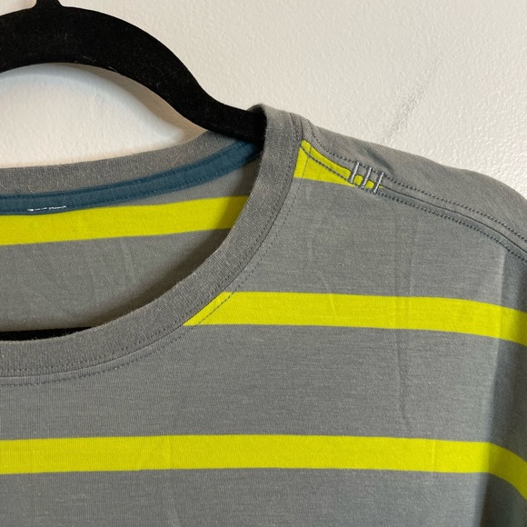Lululemon Mens 5 Year Basic Short Sleeve Medium Core Grey Split Pea Green Stripe - Picture 4 of 10